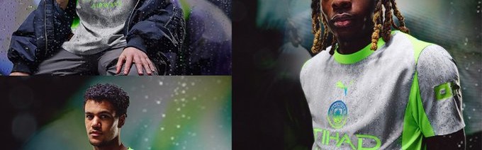 曼城官方发布新赛季第二客场球衣，灵感源自曼彻斯特的雨天