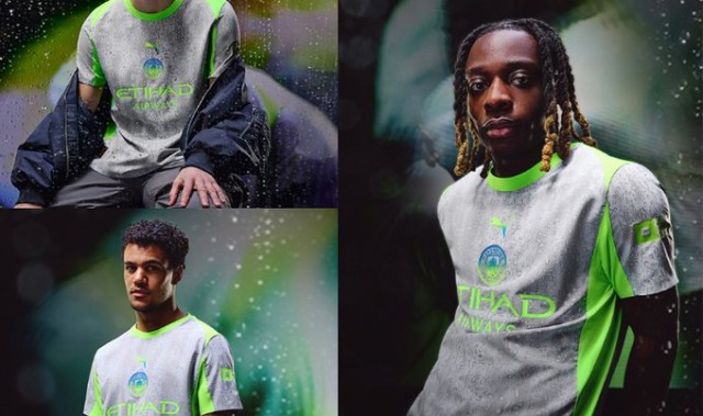 曼城官方发布新赛季第二客场球衣，灵感源自曼彻斯特的雨天