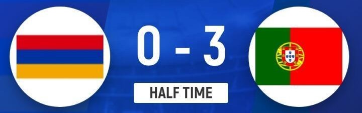 半场-葡萄牙暂3-0亚美尼亚 C罗生涯941球坎塞洛传射菲利克斯破门